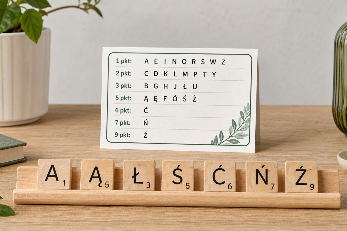Dlaczego Ź jest warte 9 punktów, a blank zero? Tabela wartości wszystkich stu płytek polskiej edycji Scrabble z komentarzem strategicznym.