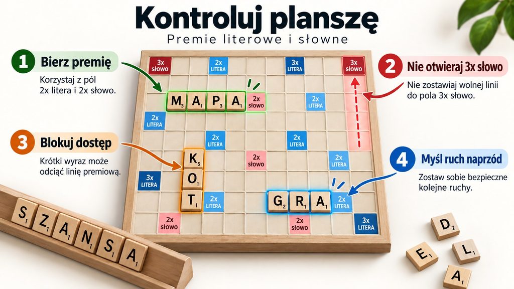 Jak wykorzystać premie literowe i słowne: kontrola planszy, punkty oraz bezpieczne ruchy w Scrabble