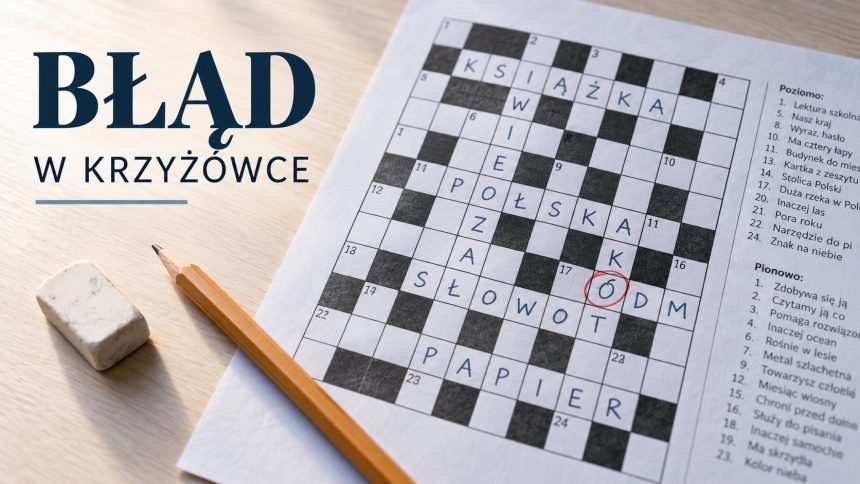 Błąd w krzyżówce i diagram się nie spina? Sprawdź, jak znaleźć błędne hasło, zweryfikować przecięcia liter i naprawić rozwiązanie bez wymazywania całej wypełnionej krzyżówki.