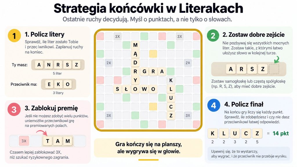 Kurs końcówek Literaków — ostatnie ruchy partii, liczenie liter i skuteczna strategia gry