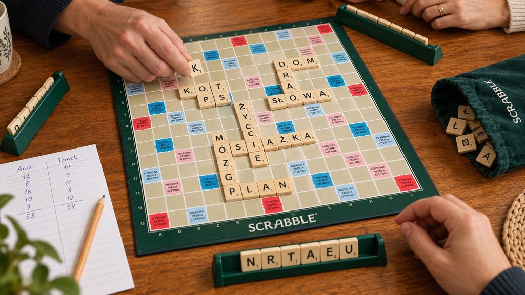 Scrabble na trzy i cztery osoby: jak zmienia się strategia stołu, premie, blokowanie i końcówka gry