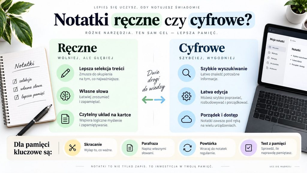 Notatki ręczne czy cyfrowe — co lepsze dla pamięci? Badania dają bardziej złożoną odpowie