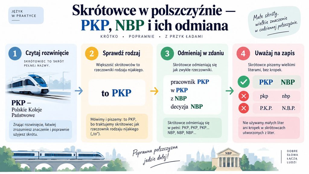 Skrótowce w polszczyźnie — PKP, NBP i ich odmiana