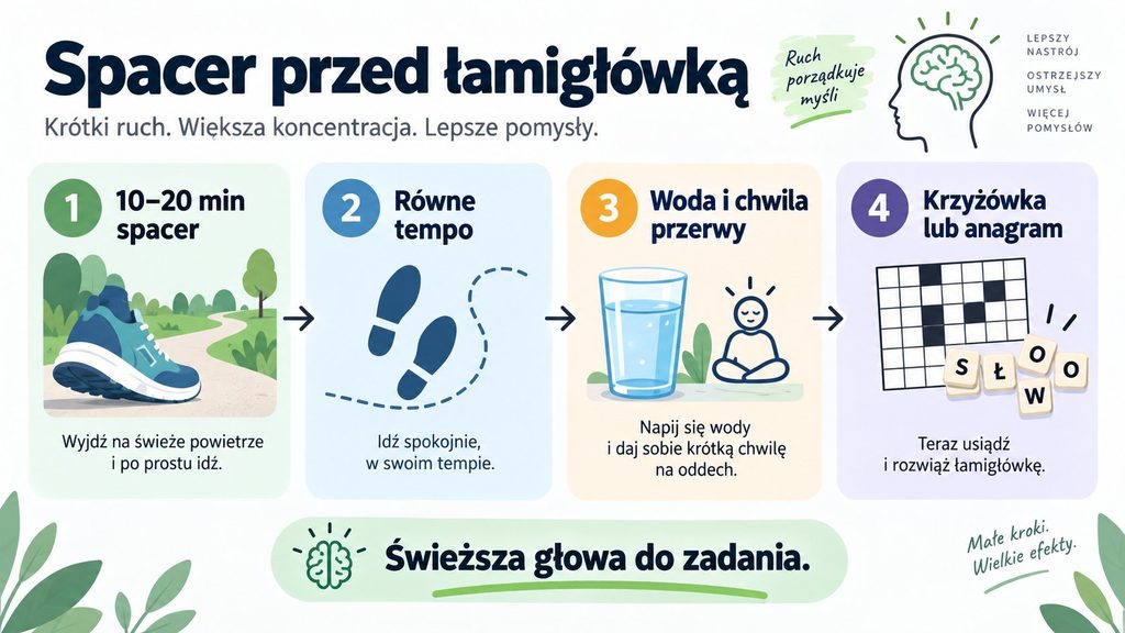 Spacer przed łamigłówką — jak ruch wpływa na koncentrację, pamięć i umysł