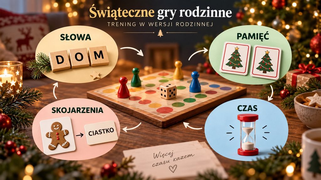 Świąteczne gry rodzinne — trening słowny, pamięć i zabawa dla całej rodziny w święta